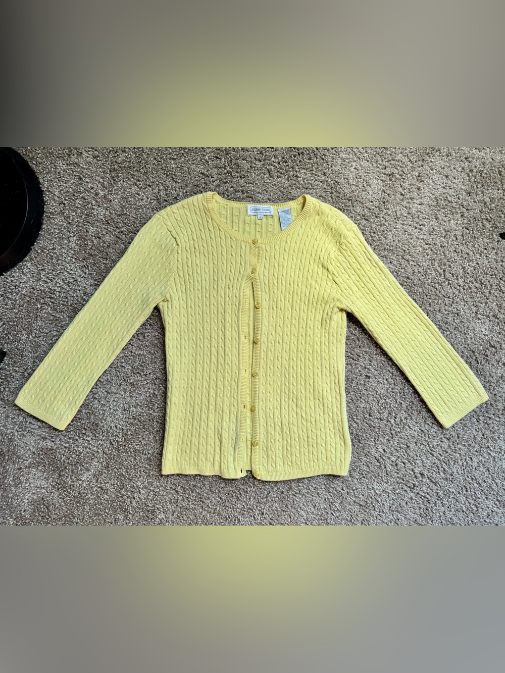 Vintage Butter Yellow Cable Knit Cardigan XS Coastal Granddaughter Y2K Sweater - Picture 4 of 5